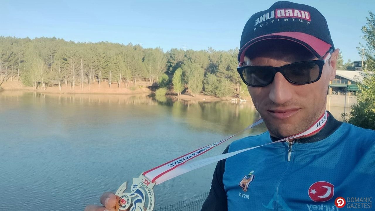 Domaniç’in damadı, Türkiye Bisiklet Yarışması’nda 1. oldu