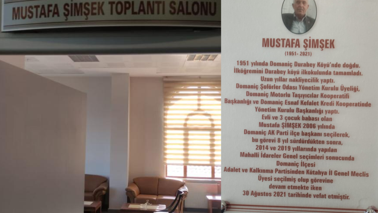 Kütahya İl Özel İdaresi toplantı salonuna Mustafa Şimşek'in ismi verildi