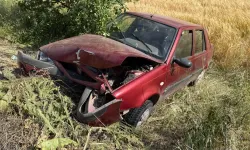 Domaniç’te Yoldan Çıkan Otomobil Tarlaya Savruldu