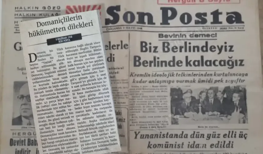 86 yıl önce bugün; Domaniç'in kaza olma mücadelesi