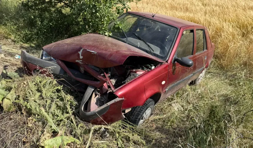 Domaniç’te Yoldan Çıkan Otomobil Tarlaya Savruldu